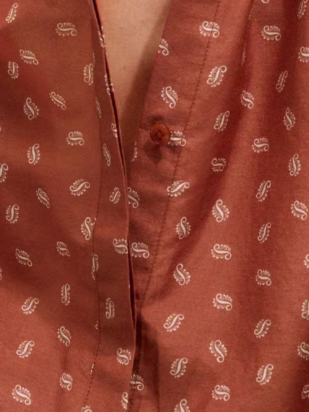 ME+EM Trim Detail Paisley Print Button Down Rust Cream Lace US Size 8 NWT $345 - Picture 10 of 14